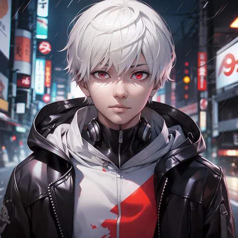 kk, best quality, more details, masterpiece, 1boy, kaneki ken, portrait, male focus, red eyes, solo, bangs, looking at viewer, h...