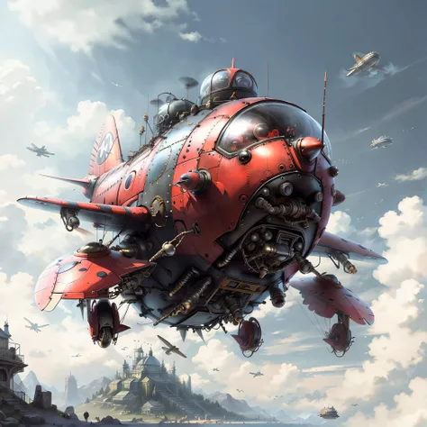 LadybugAI airplane , red and black, convert bg to blank white
