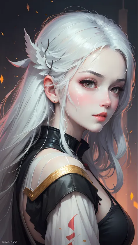 a close up of a woman with white hair and a white mask, beautiful character painting, guweiz, artwork in the style of guweiz, wh...