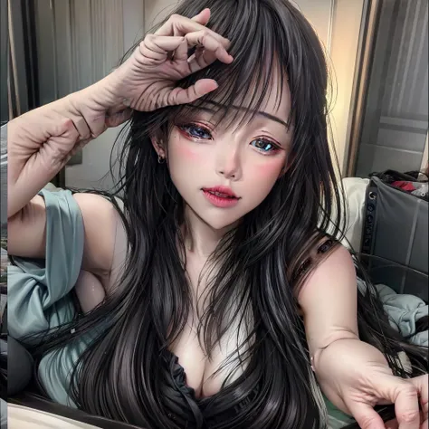 18+, sexy, 8K, Best Quality, Masterpiece, Ultra High Resolution, (Realism: 1.4), Original Photo, (Realistic Skin Texture: 1.3), (Film Grain: 1.3), (Selfie Angle)