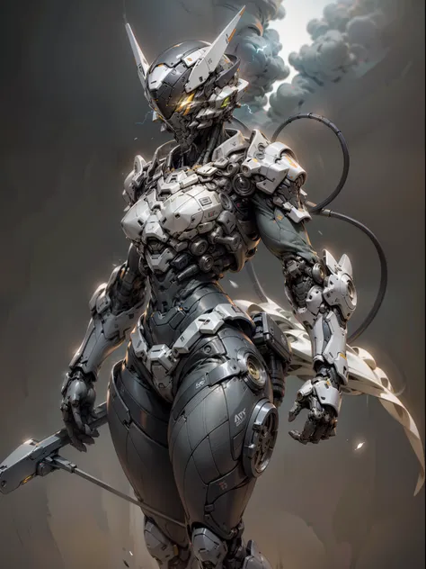 Power Hunter, Super Cool Ghost Slayer, Wearing Mechanical Armor, Red Lightning, Playing Lightning, Super Detail, IP by pop mart, Edge Light, Avatar, Octane Rendering, Blender, Full Body, Clean Black Background, 3D, C4D, Best Quality, Very Detailed, Ancient...