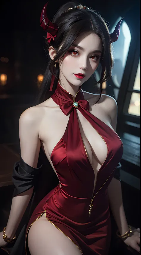 1 beautiful devil woman from hell, In the Dark: 1.6), surreal female portrait by David Hockney and Alphonse Mucha, fantasy art, korea doll, photorealism, dynamic lighting, artstation, poster, volumetric lighting, very detailed faces, 8k ultra, Awarded, in ...