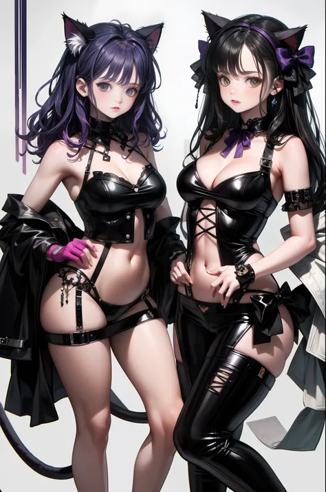 Close-up of three women in different costumes on white background, grunge style, grunge aesthetics, !!, grunge aesthetics!! (, sexy gloomy style, grunge aesthetic, grunge fashion, teen grunge punk rock, Y2K style, y 2 k style, punk style, this set style, g...