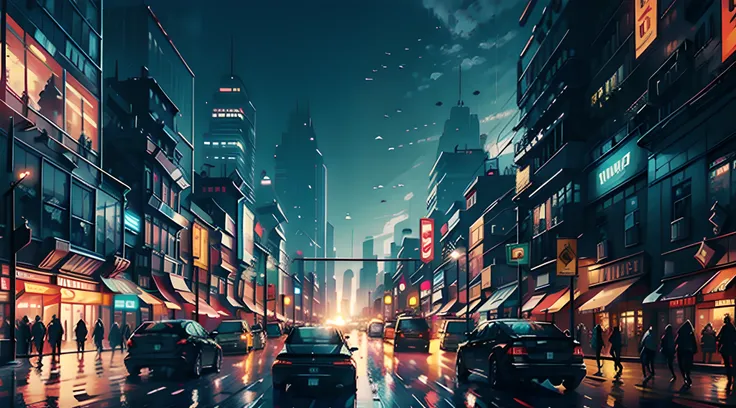 (best quality),(masterpiece),(ultra detailed),(high detailed),(extremely detailed),"a sprawling futuristic cityscape at dusk, wi...