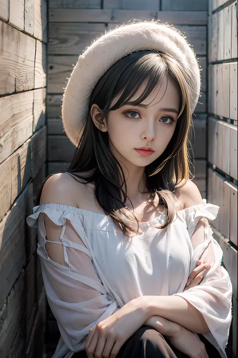 Best quality, masterpiece, ultra high res, (photorealistic:1.4), raw photo, (Authentic skin texture:1.3), (film grain:1.3), panorama, character portrait, very wide shot, narrow waist, cowboy shot, (in the dark, deep shadow, low key, cold light,) night, ...