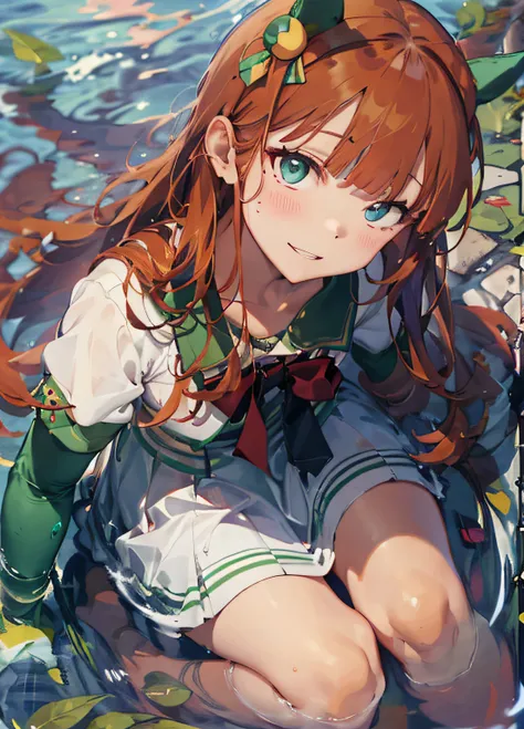 masterpiece, highest quality, close-up, face shot,
silence suzuka \ (umusume \), green ears, brown hair, long hair, small breast...