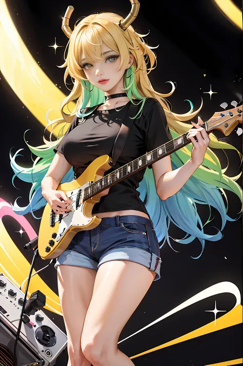 Rockstar, musician, cool, colorful, absurd, best quality, 1girl, solo, viewer look, eye focus, LucoaDM, CasualCL, shorts, modern top, hips, heterochromia, eye focus,
ADCOMM
Green Eyes
ADDCOL
(black eyes: 1.5), slit pupils, light pupils, yellow pupils