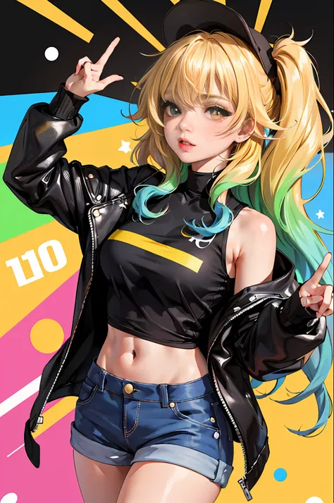Rockstar, musician, cool, colorful, absurd, best quality, 1girl, solo, viewer look, eye focus, LucoaDM, CasualCL, shorts, modern top, hips, heterochromia, eye focus,
ADCOMM
Green Eyes
ADDCOL
(black eyes: 1.5), slit pupils, light pupils, yellow pupils