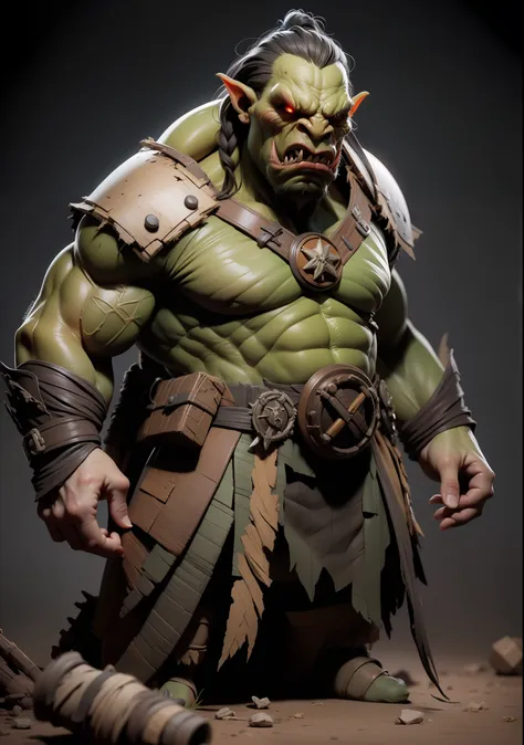 war scenario, orc (warcraft) warrior, terror, horror, ultra realistic, angry, chaos like background --s 750