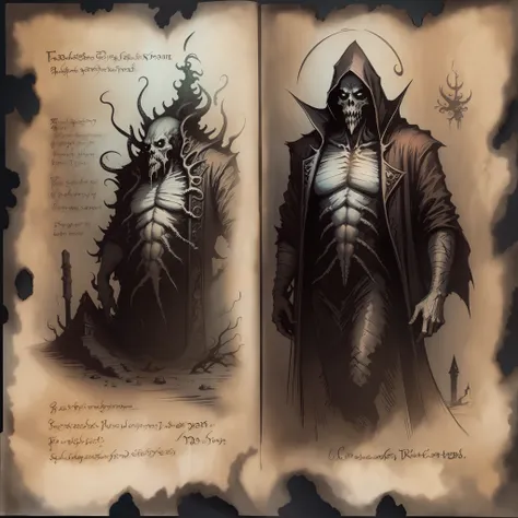 necronomicon sketch vampire male scary horrible
