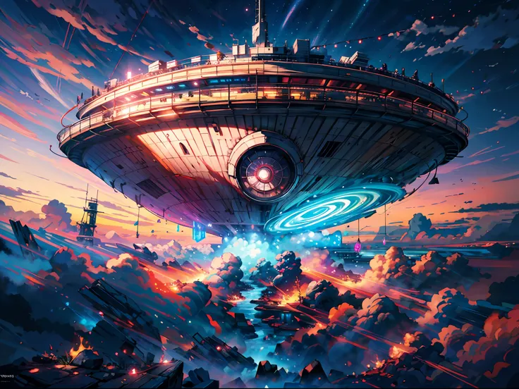 The vast sky, beautiful skyline, large grasslands, extremely tense and dramatic pictures, moving visual effects, the high-hanging Polaris, and colorful natural light. Long-sleeved top, denim shorts, and a girl with a backpack.BREAK,Detailed,Realistic,4k hi...