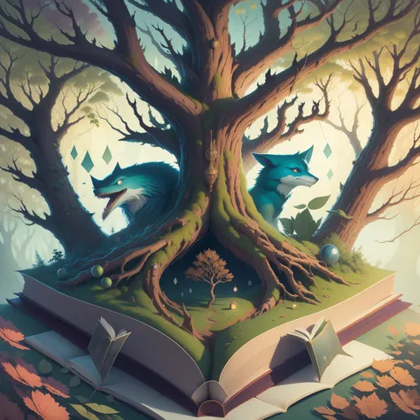 design a captivating book cover featuring a magical alphabet tree. the tree could be depicted with branches intricately shaped l...