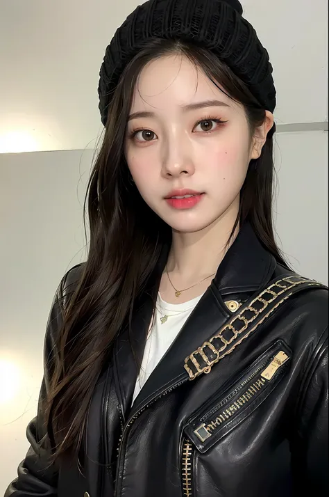 (
(8k:1.27), best quality, masterpiece, ultra highres:1.2) Photo of Pretty Japanese woman
(beautiful:1.1) (sci-fi warrior woman:1.1) space soldier, (beanie:1.61) (leather jacket:1.21) intricate elegant, fantasy, detailed, ometric by greg rutkowski and alp...