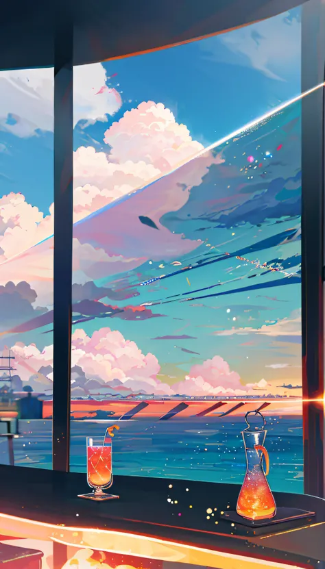 cocktailworld, no humans, scenery, summer, sky, cloud, blurry background,
masterpiece, best quality, ultra detail,