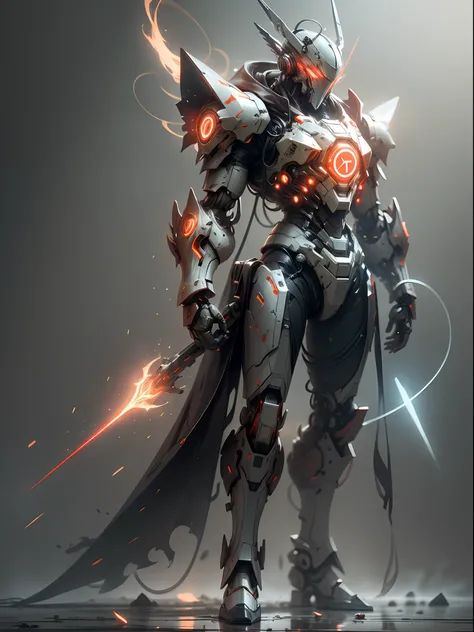 Red Ghost Hunter, Super Cool Ghost Killer, Wearing Red Mechanical Armor, Red Claws, Lightning, Red Mech, Perfect Body Proportions, Super Detail, Realistic, Shiny, Reflective, Bioluminescent, Galactic Cybernetic Mask, Mecha, (Executioner: 1.2), Cloak, SH4G0...