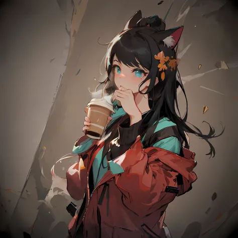 anime girl with a cup of coffee and a cat ear, artgerm and atey ghailan, artwork in the style of guweiz, kawacy, painted in anime painter studio, guweiz on artstation pixiv, guweiz on pixiv artstation, anime moe artstyle, guweiz, ross tran style, anime sty...
