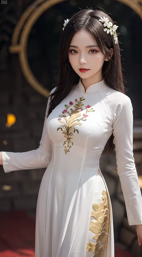 1 goddess of the zodiac from the future, wear the ao dai of the goddess of the zodiac to cover her chest, the goddess of the zod...