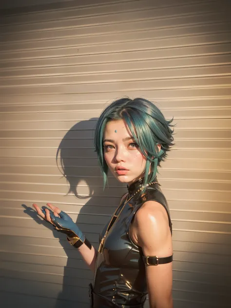 arad woman posing for photo with blue hair and black gloves, anime inspiration, 8 0 s anime vibe, anime style mixed fujifilm, an...