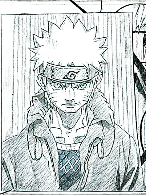 a close up of a drawing of a person with a hat on, naruto uzumaki, naruto artstyle, from naruto, pain from naruto, kakashi hatak...