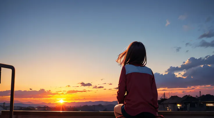 woman on her back looking at the sunset --auto