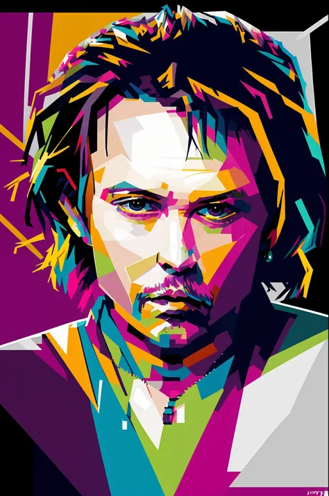 wpap style, portrait of johnny depp jack sparrow pirates of the caribbean , color harmonize