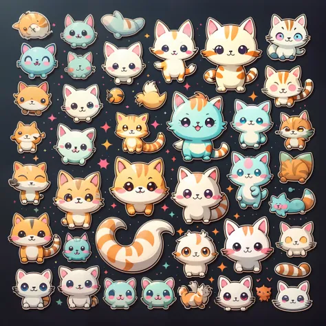 adhesive,1cat,cute,kawaii,cute,cute,chibi simple background,