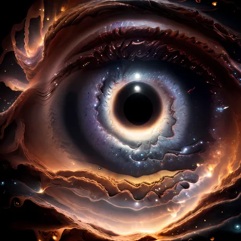 masterpiece, sharp, ultra detailed, 8k,an eyes made by milky way, the midle of the eye is a black hole,( human eye shape),  ((so...