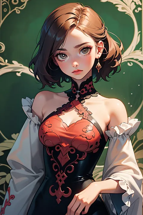 (artwork of outstanding craftsmanship),[Detailed illustrations, art based on extremely ideal anatomy, very detailed and detailed drawings, delicate lines with slow and urgent, realistic texture expression],(Color tressed main lines)),(Garden background),(G...