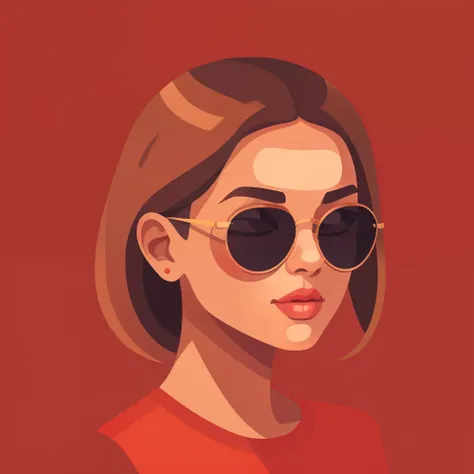 a close up of a woman with sunglasses on and a red shirt, in style of digital illustration, vector art style, trending on artstration, cartoon style illustration, stunning art style, stunning digital illustration, illustration style, highly detailed vector...