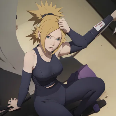 temari in sports wear , black leggings