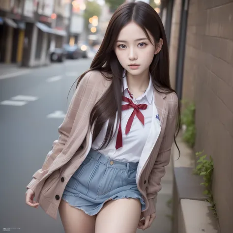 (best quality, high resolution, masterpiece :1.3), school uniform: 1.3, korean idol, nogizaka idol, gravure idol, actress, fashi...