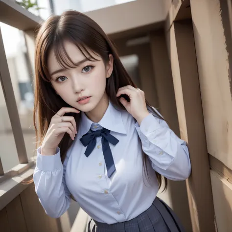 (best quality, high resolution, masterpiece :1.3), school uniform: 1.3, korean idol, nogizaka idol, gravure idol, actress, fashi...