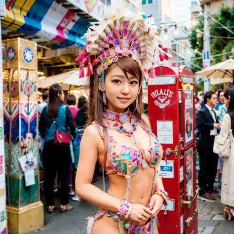 (8k, RAW photos, best quality, masterpiece, : 1.2), (realistic, photorealistic: 1.3), (3girls: 1.3)), (samba dance dress: 1.3), beautiful Japan girl of 17 years old, woman in carnival, good hands, head: 1.3, (Hasselblad photo)), colorful, bright colors, fi...