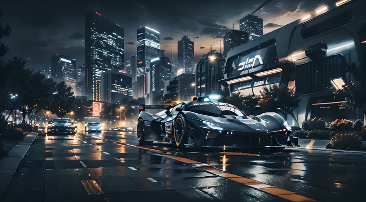 speed line effect: 1.5, capturing the extraordinary and highly detailed artwork of futuristic cyber-age racing. the car has a sl...