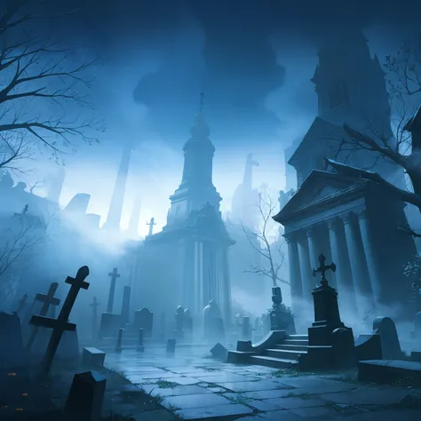 graveyard, foggy night, eerie, --auto