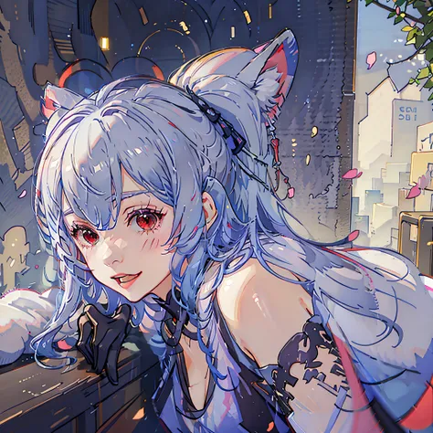 long head with white hair, cute, red eyes, low cat ears, blushing, vaginal water, making sounds, panting, loli