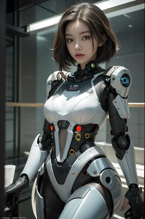 high quality, masterpiece, high image quality, 8k, in the high-tech world of cyberpunk, female robots and mechanical devices are...