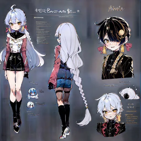 (character design sheet, (((same character))), front, side, back), 2d anime style, anime moe art style, 1 person, genderless, pi...