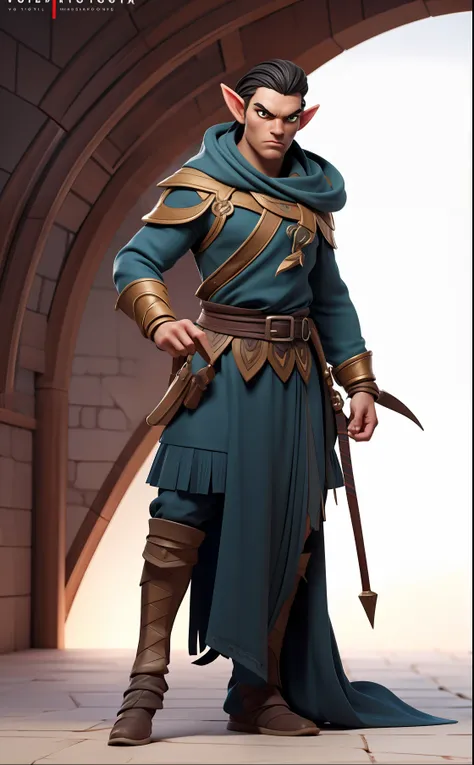 (Masterpiece), (Excellent), (Super Meticulous), (Full Body: 1.2), realistic and proportional human body:1.2, handsome man, male handsome elf elf:1.5, tall and tonned body, chiseled facial features, long black hair:1.5, solo:1.5, 1boy, hyper detailed mediev...