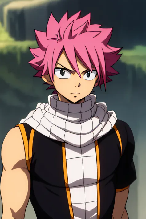 masterpiece, best quality, high quality, 1boy, solo, male focus, looking at viewer, upper body, natsu_dragneel, pink hair