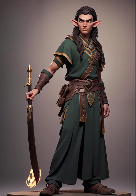 (Masterpiece), (Excellent), (Super Meticulous), (Full Body: 1.2), realistic and proportional human body:1.2, handsome man, male handsome elf elf:1.5, tall and tonned body, chiseled facial features, long black hair:1.5, solo:1.5, 1boy, hyper detailed mediev...