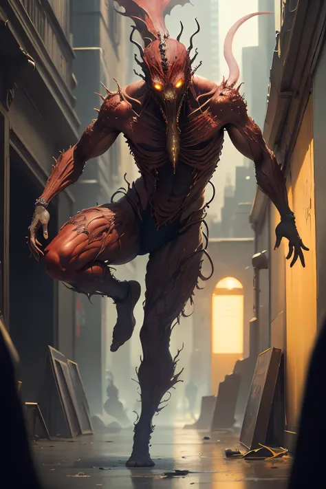 best quality, masterpiece, ultra high res, (photo realistic:1.4), surrealism, dream-like,hastur, king in red, a cyberpunk creature, Dancer, grace, elegance, captivating movements, performance, entrancing dance, combat agility,