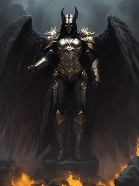 Output: (high quality oil painting), realism, jewel nobility, dynamic pose on the right, mysterious gates of hell, burning like flames, dark but beautiful graphics of the underworld, mythical character Anubis, the whole body covered with golden scales high...