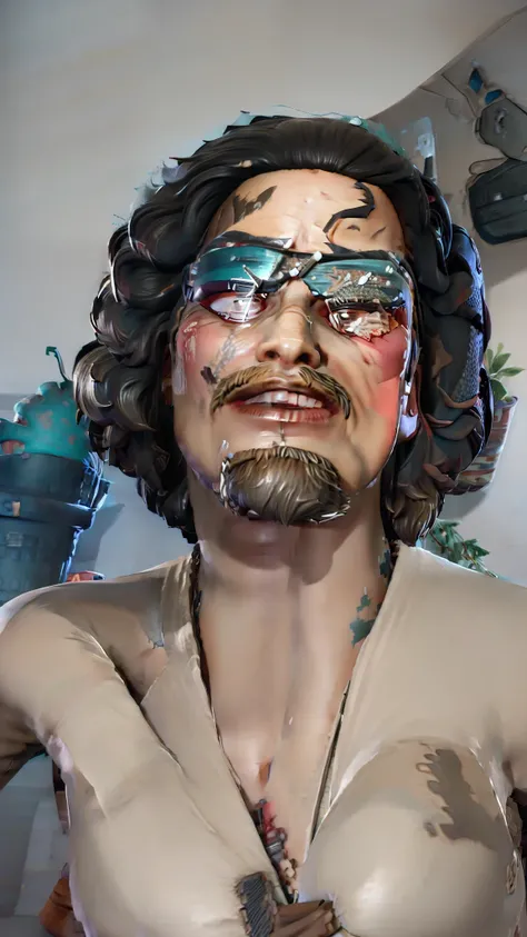 photo, Fortnite-based animated portrait of a samurai with "this" face