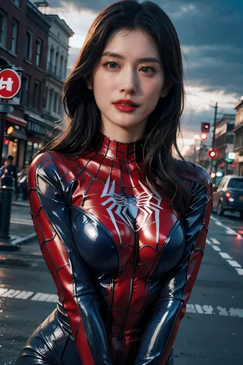 (wearing spiderwoman_cosplay_outfit:1.1), in front of a sky, (red and blue outfit:1.3),
good hand,4k, high-res, masterpiece, bes...