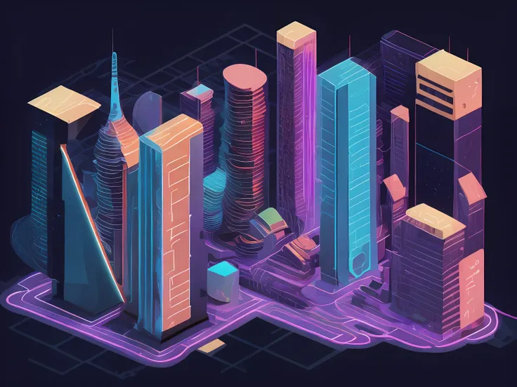 an illustration of charts of finance, accounting, numbers, money, neon colors by kilian eng