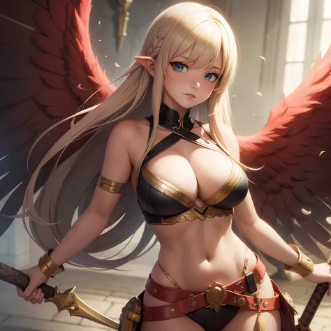 a painting of a woman with wings and a sword in the sky, arte de fantasia de anime, anime fantasy illustration, anime epic artwork, 2. 5 d cgi anime fantasia arte, anime de fantasia bonito, arte detalhada do anime, bela arte de anime, epic fantasy art styl...