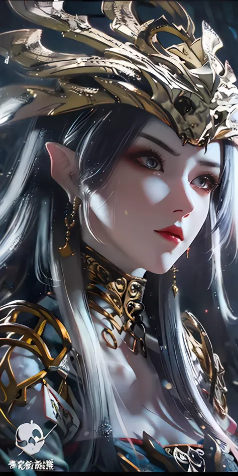 a close up of a woman with white hair and a white mask, beautiful character painting, guweiz, artwork in the style of guweiz, wh...