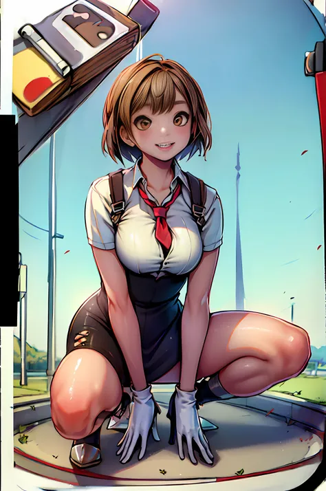 masterpiece, best quality,1girl,young girl,brown eyes,short hair,happy smile,shiny skin,(nice leg line:1.3),thin waist,huge breasts
BREAK
school uniform,necktie,((pencil skirt)),high heels
BREAK
park,crowd,depth of field,looking at viewer,squatting,from be...