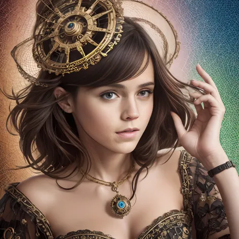 ((emma watson: 1.5)), (bela mulher steampunk impressionante), ((corpo inteiro: 1.3)), (ftorealista:1.5), (olhos ultra-detalhados...